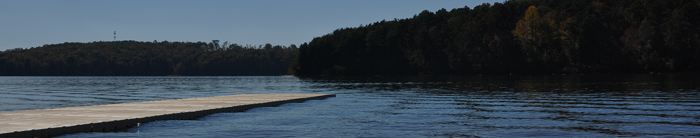 A floating dock on a lake