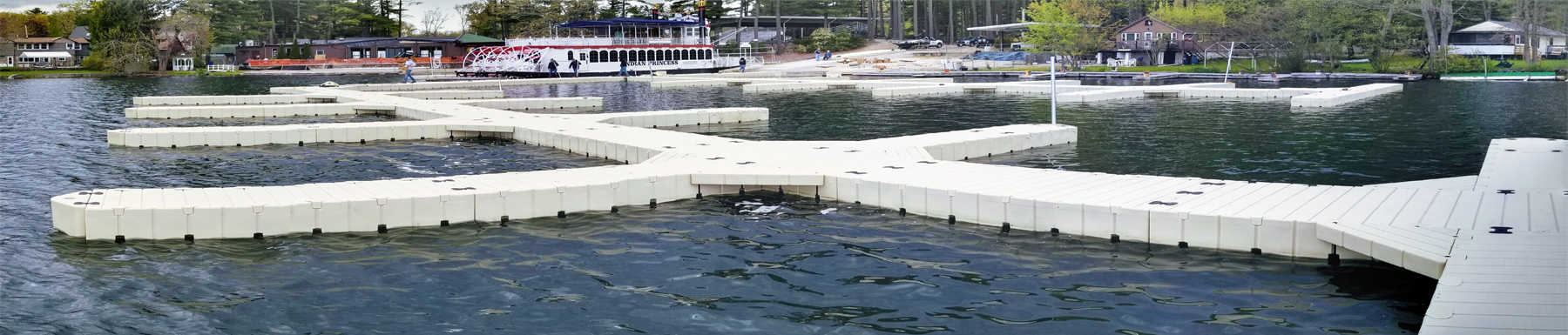 Eye-level shot of dock sections facing land