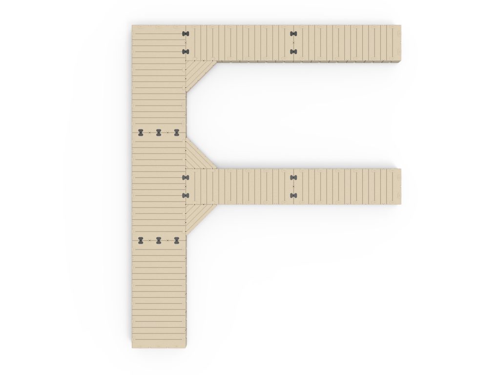 F-Shape Dock, 30' Long X 25' Wide-D-Top F-Shape Dock, 30' Long X 25' Wide-D-Top