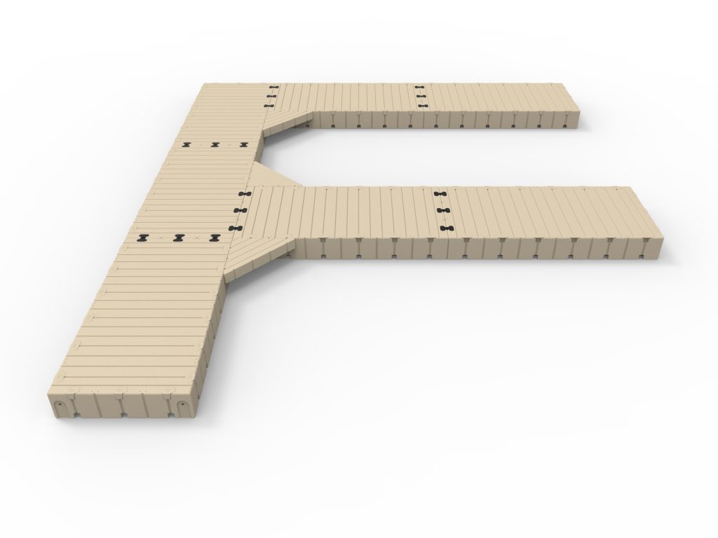 F-Shape Dock, 30' Long X 25' Wide, With 60 Finger Docks-A-Main F-Shape Dock, 30' Long X 25' Wide, With 60 Finger Docks-A-Main