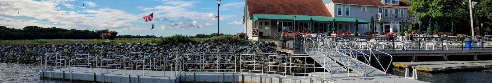 Dock attached to outdoor seating area
