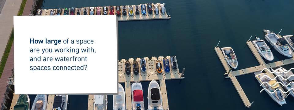 How large of a space are you working with, and are waterfront spaces connected?